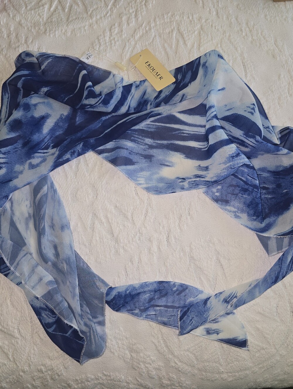 Knot Front Blue Printed Beach Sarong Cover Up